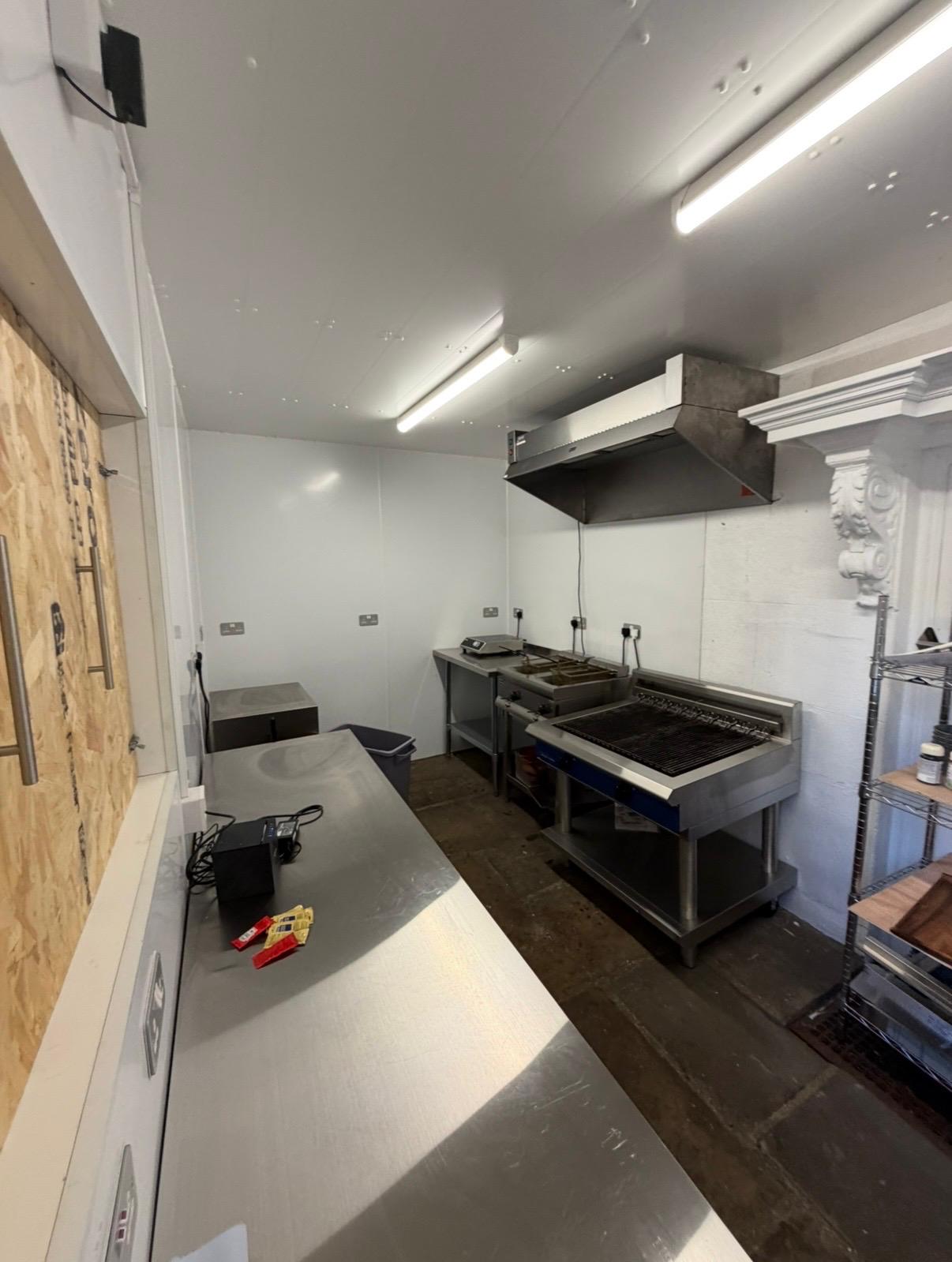 Fully fitted external kitchen with char grill and extraction